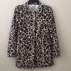 Banana Republic trench coat jacket women’s  XS lined animal print button front
